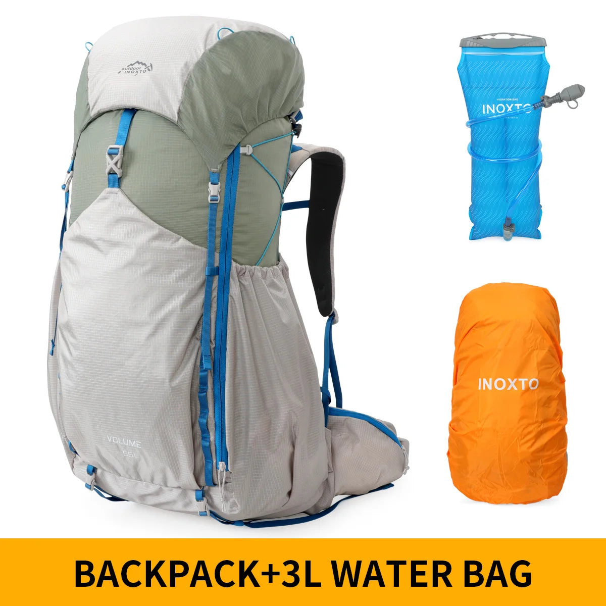 55L Internal Frame Waterproof Hiking Camping Backpack with Rain Cover, Large Lightweight Travel Daypack Rucksack for Climbing