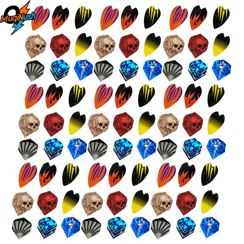 MuqiNush 54pcs PET Flight Dardos Professional Standard Dart Tail Wings-Durable&Flexible Dart Wing Set Accessorie,Dart Gifts