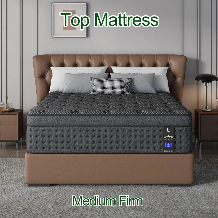 LayRoad 12/14Inch Memory Foam Spring Mattress Single/Double/Queen/King Sizes Boxed Mattress Medium Firmness Pressure Relief
