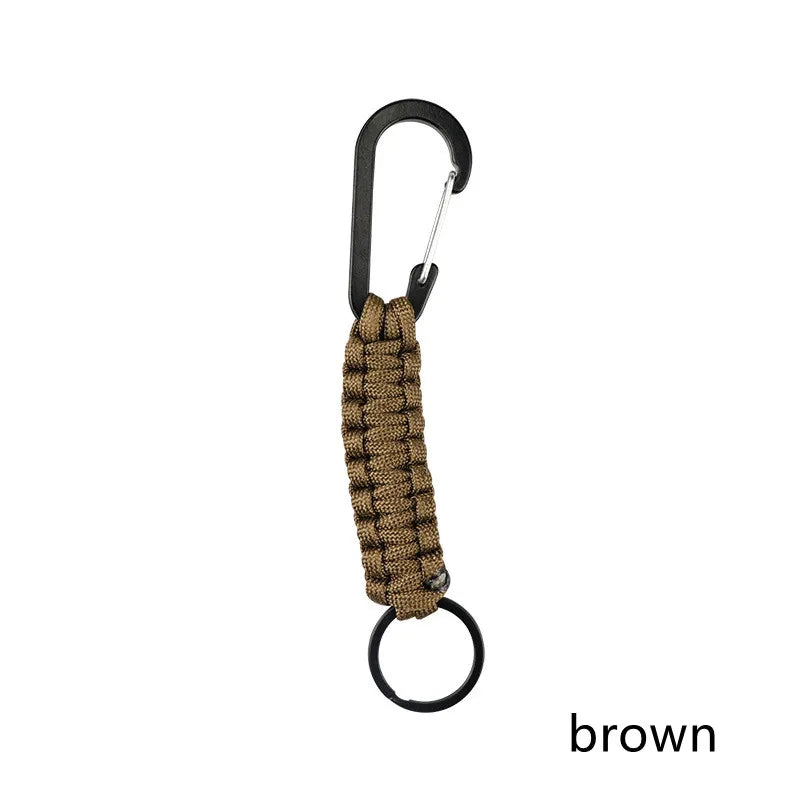 Outdoor Umbrella Rope Keychain Self Defense Lanyard Survive Knot Steel Ball Buckle Tactical Security Tool Carabiner