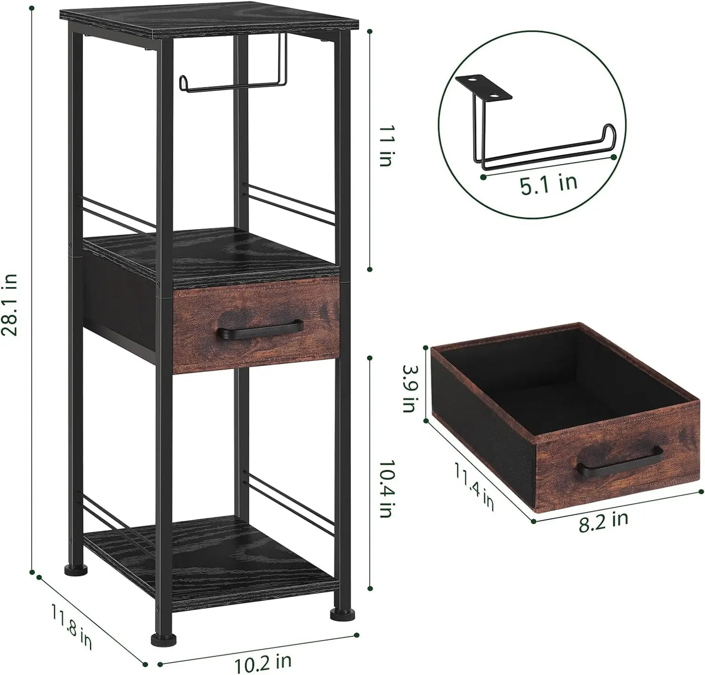 Bathroom storage cabinet, independent toilet paper storage cabinet with sliding storage drawer, farmhouse small bathroom rack