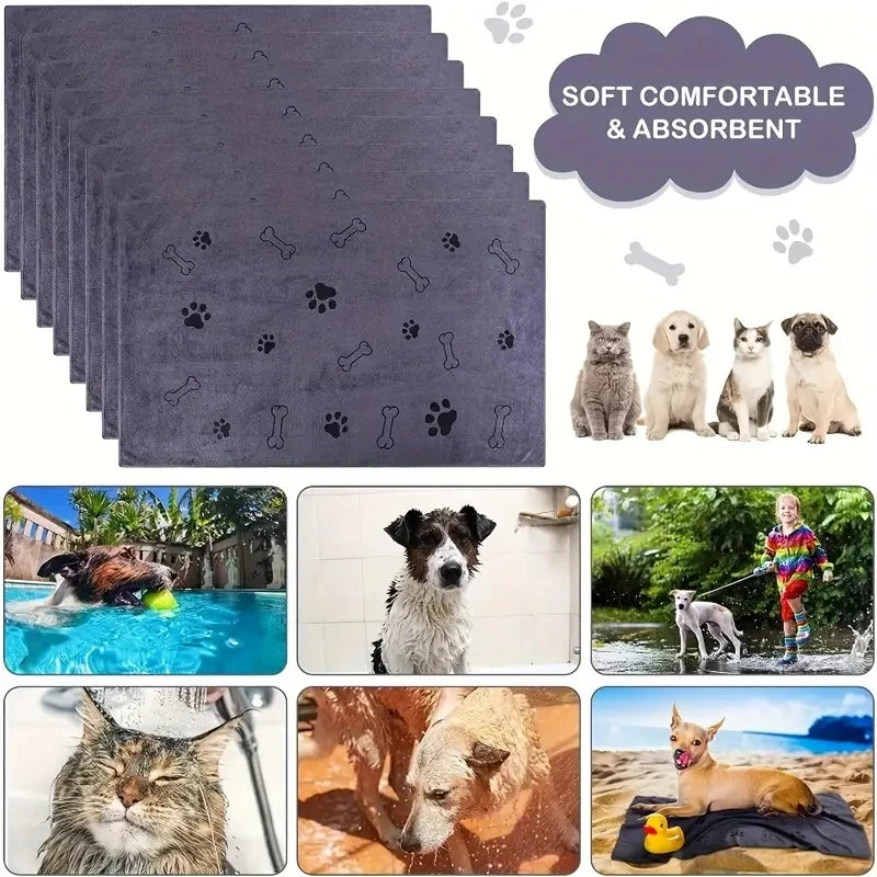Soft Microfiber Dog Towels Quick Dry Absorbent Bathing
