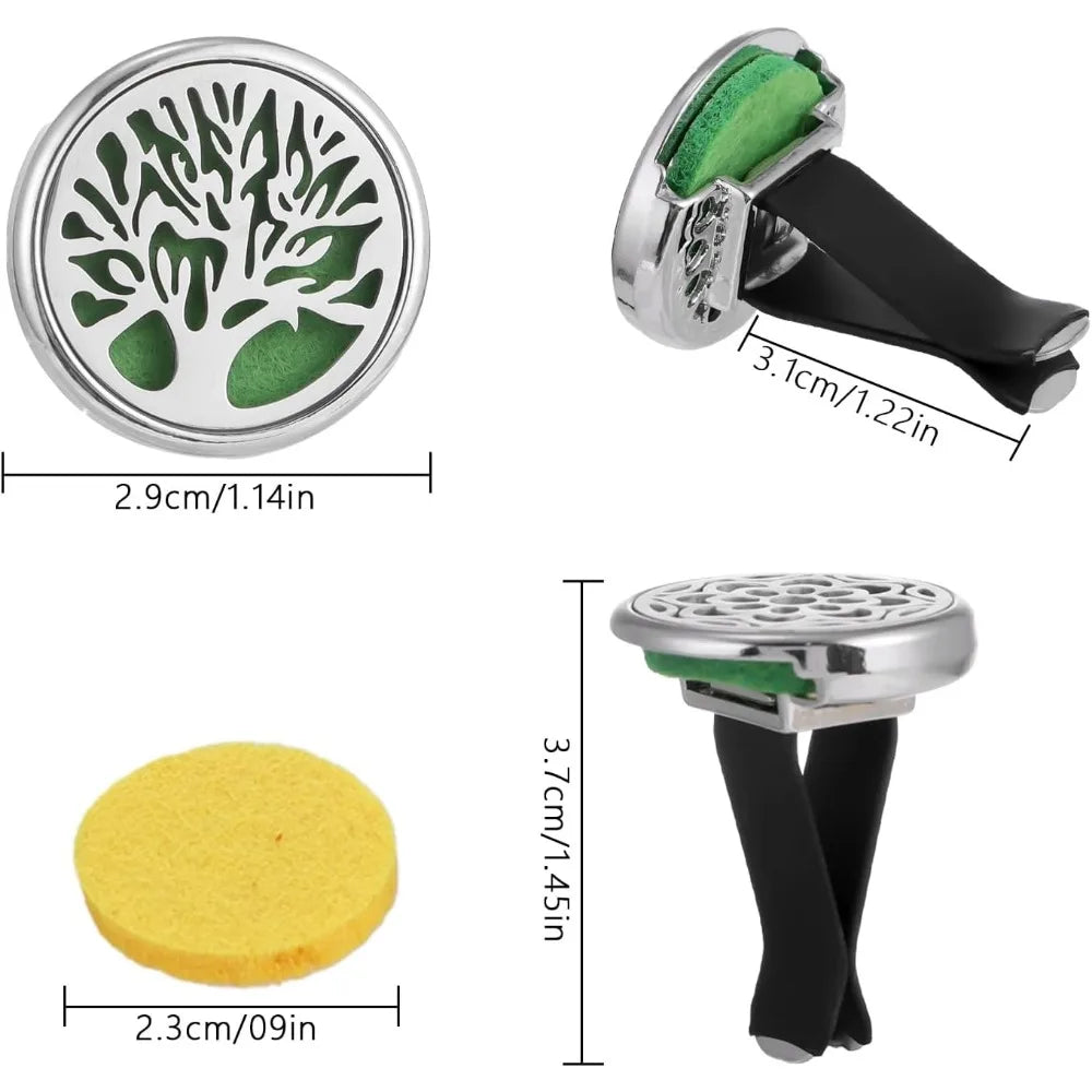 car air freshener diffuser vent clips - aromatherapy essential oil diffuser tree of life car clip with 20 refill pads, gift for