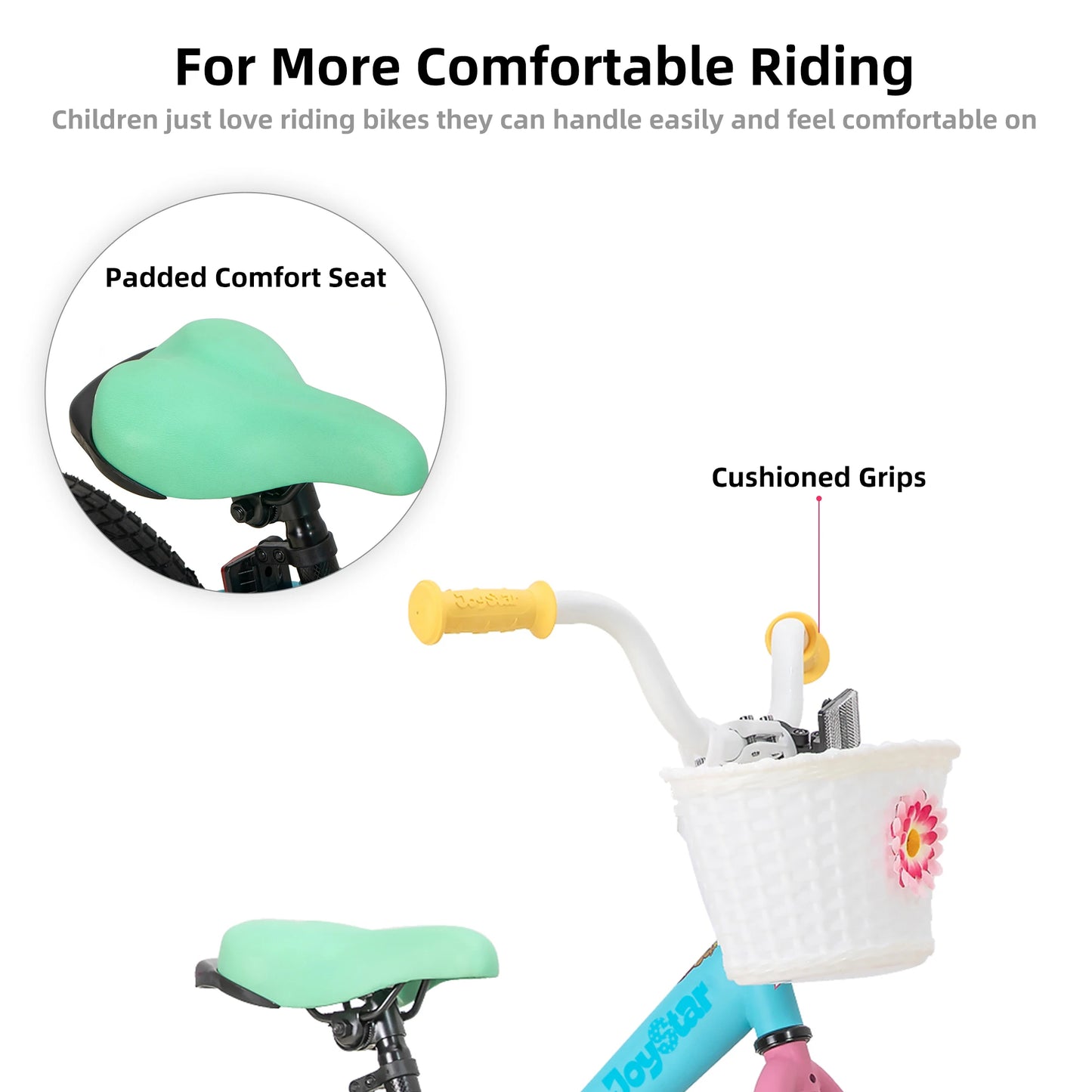 JoyStar Macaroon Kids Bike With Training Wheels And Front Basket
