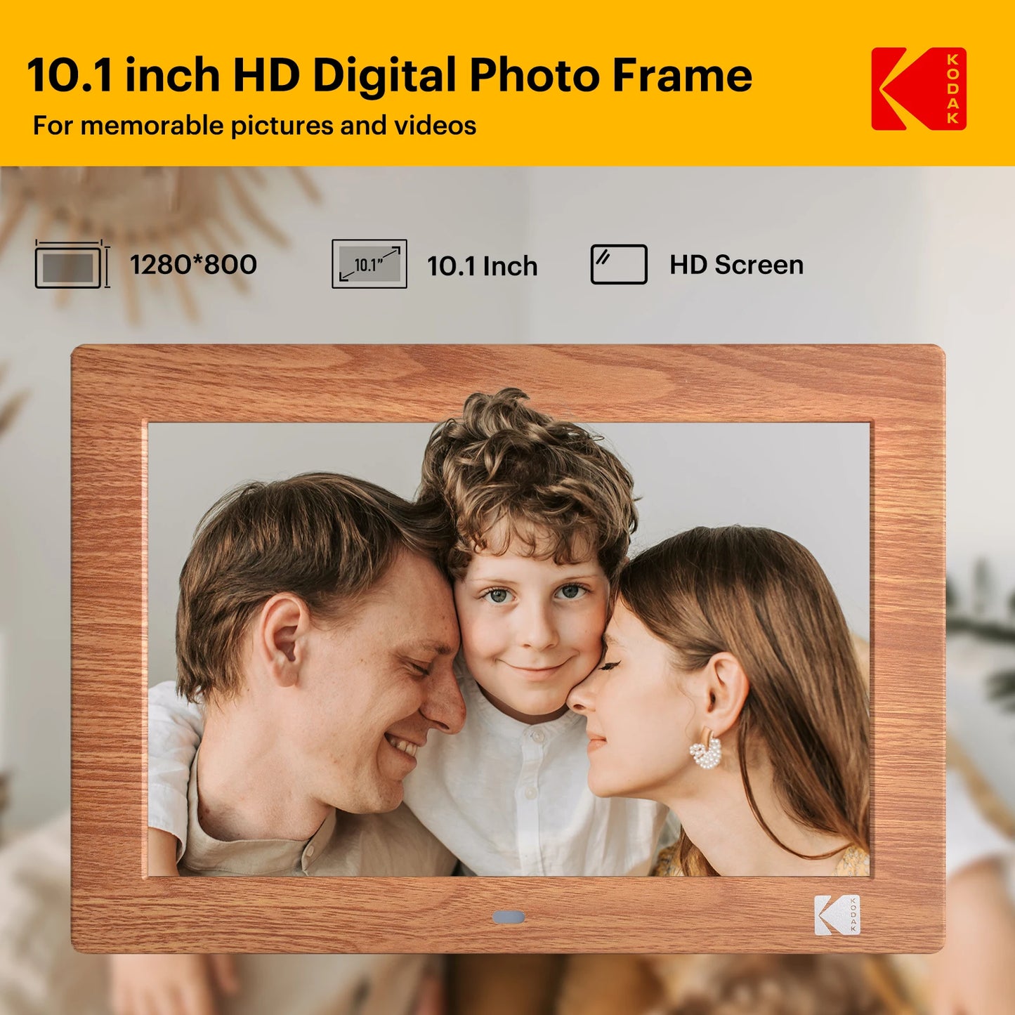 Kodak 10.1 Inch Electronic Picture Frame HD 1280*800 Display with Remote Music Video Player Calendar Clock for Room Decor