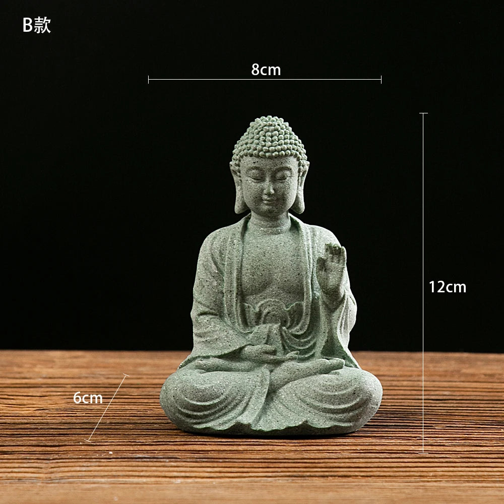 Buddha Statue Fish Tank Decoration Mini Buddhism Figurine Desk Topper Tablescape Decor Home Zen Statue Living Room Decoration