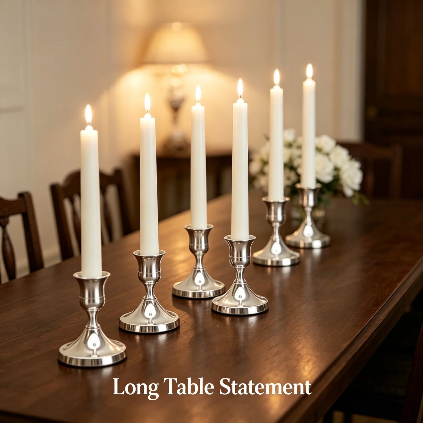 New Sliver Low Profile Candle Holder Sets Minimalist Pillar Candlestick in 3 Sizes Decorative Candle Stand for Table Centerpiece