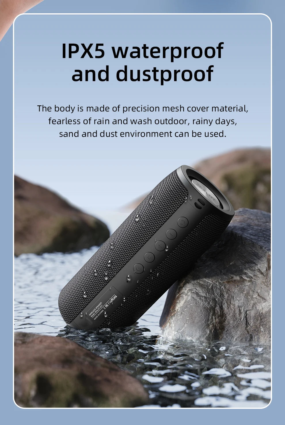 Zealot-S51 Protable Bluetooth Speaker Enhanced Bass Portable Speaker with 12H Playtime,  IPX5 Waterproof for Camping