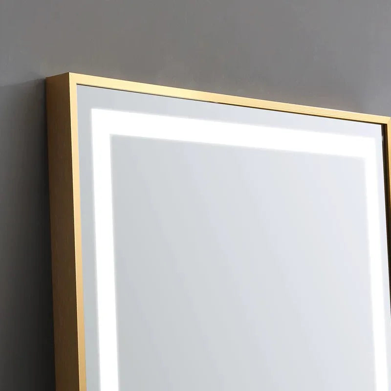 Fashion Aluminum Alloy Frame Full Body Mirror Wall Hanging Bedroom Fitting Mirror with Led Light Clear Full Body Mirror Vanity
