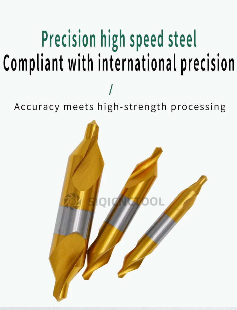 HSS Combined Center Drills Ti-Coated 60 Degree Countersinks Angle Bit Set 6pcs 1.0-5mm Metal Centering Dril Bit Lathe W6542 M35
