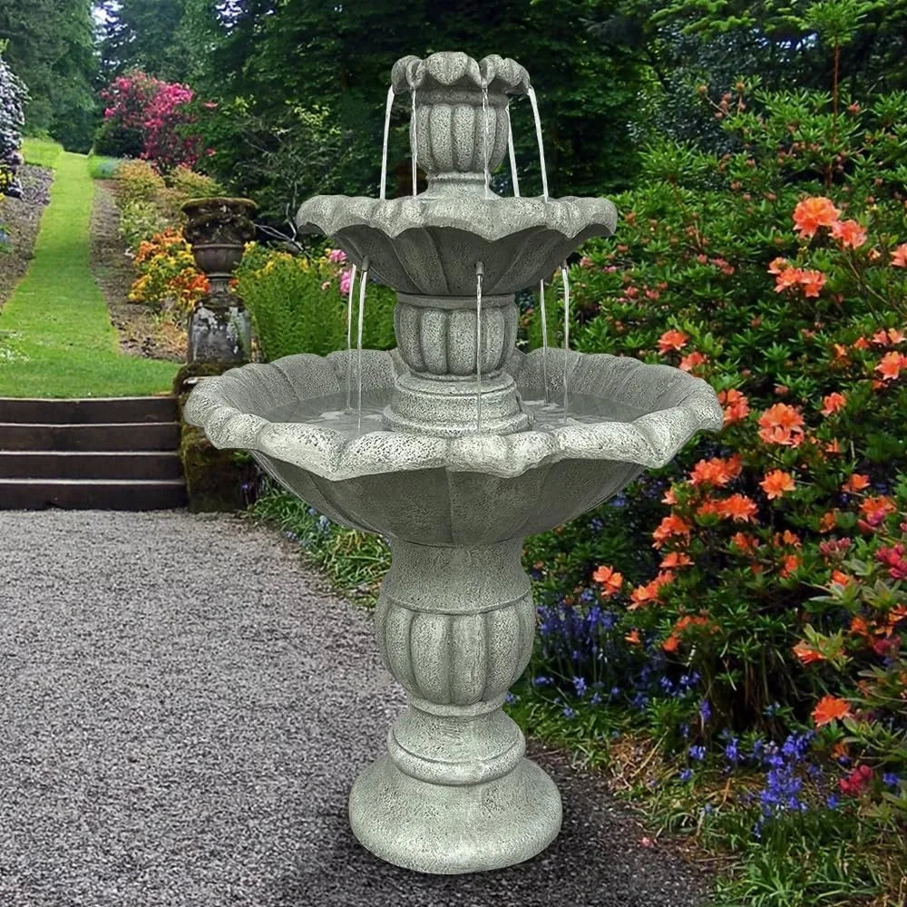 Birdbath Garden Waterfall Fountain for Outdoor Serenity