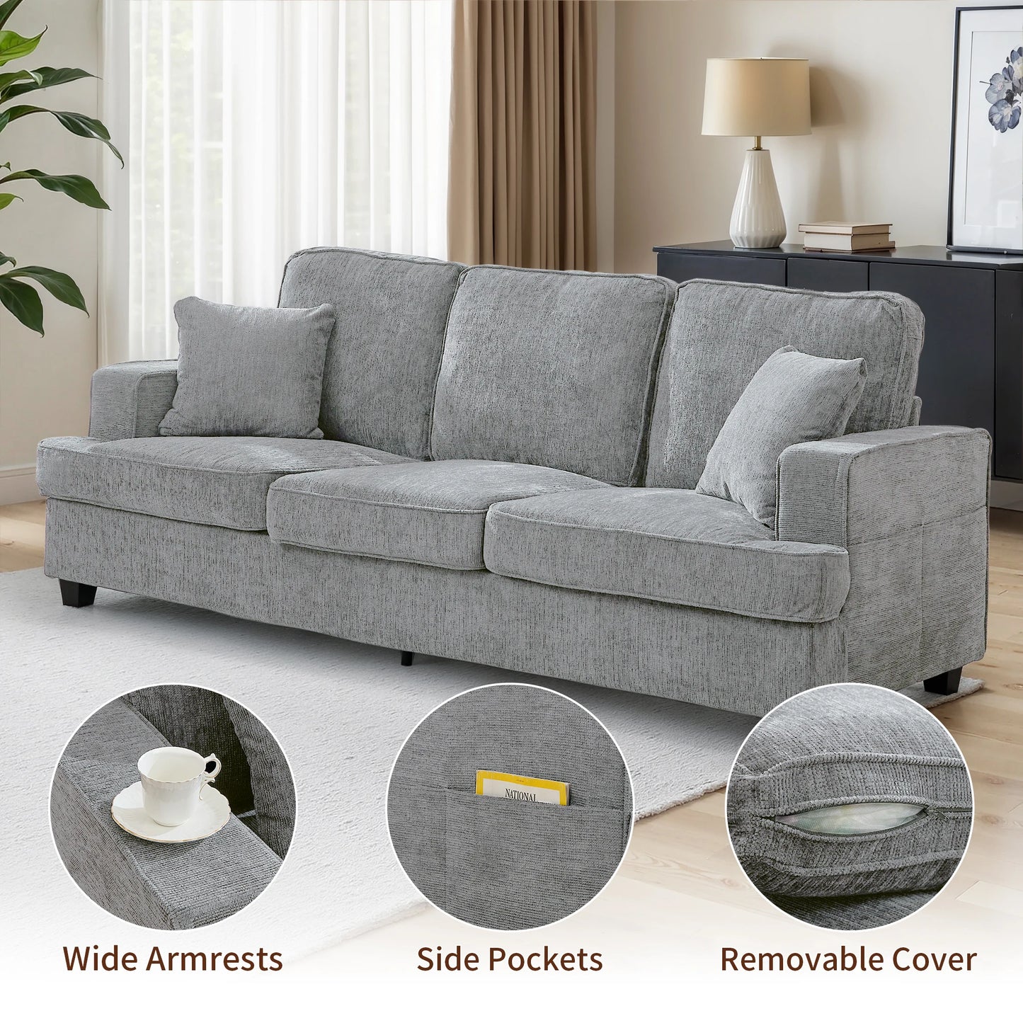 Premium Cloud Chenille Sofa For Elegant Living Room Style