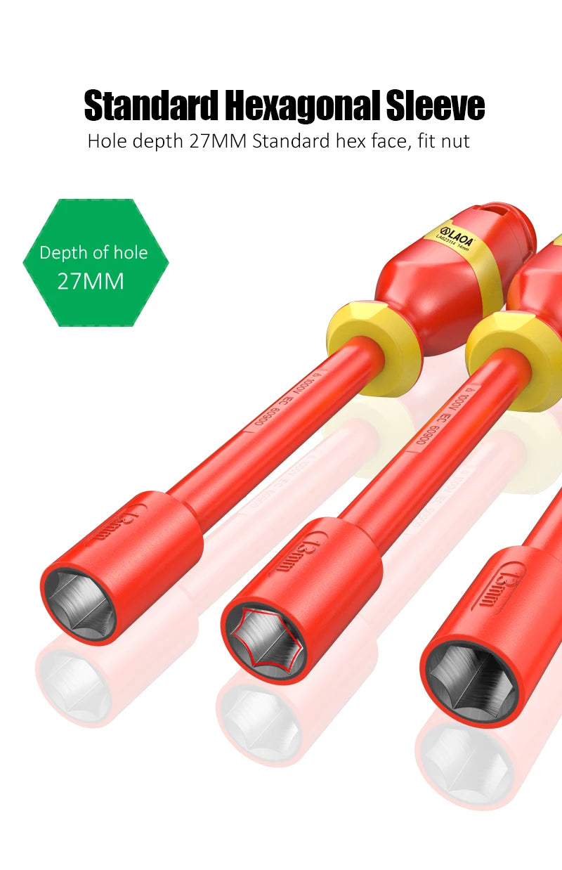 LAOA Insulated Socket Screwdriver Multifunctional Hexagonal Socket Wrench Driver Electrician Specific Withstand 1000V