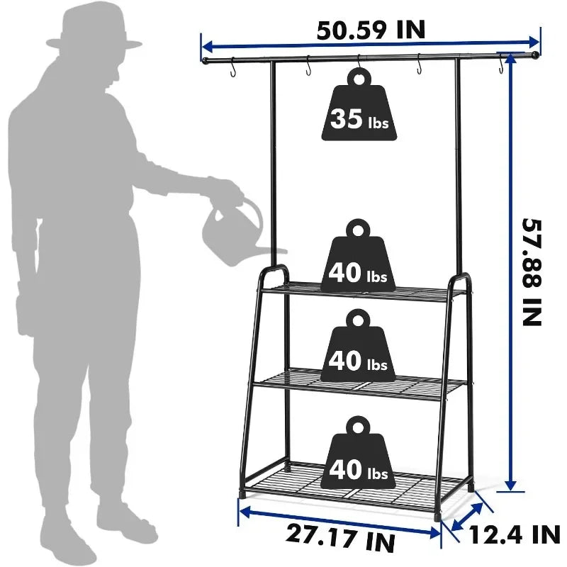 3-Tier Metal Plant Stand for Indoor and Outdoor Use