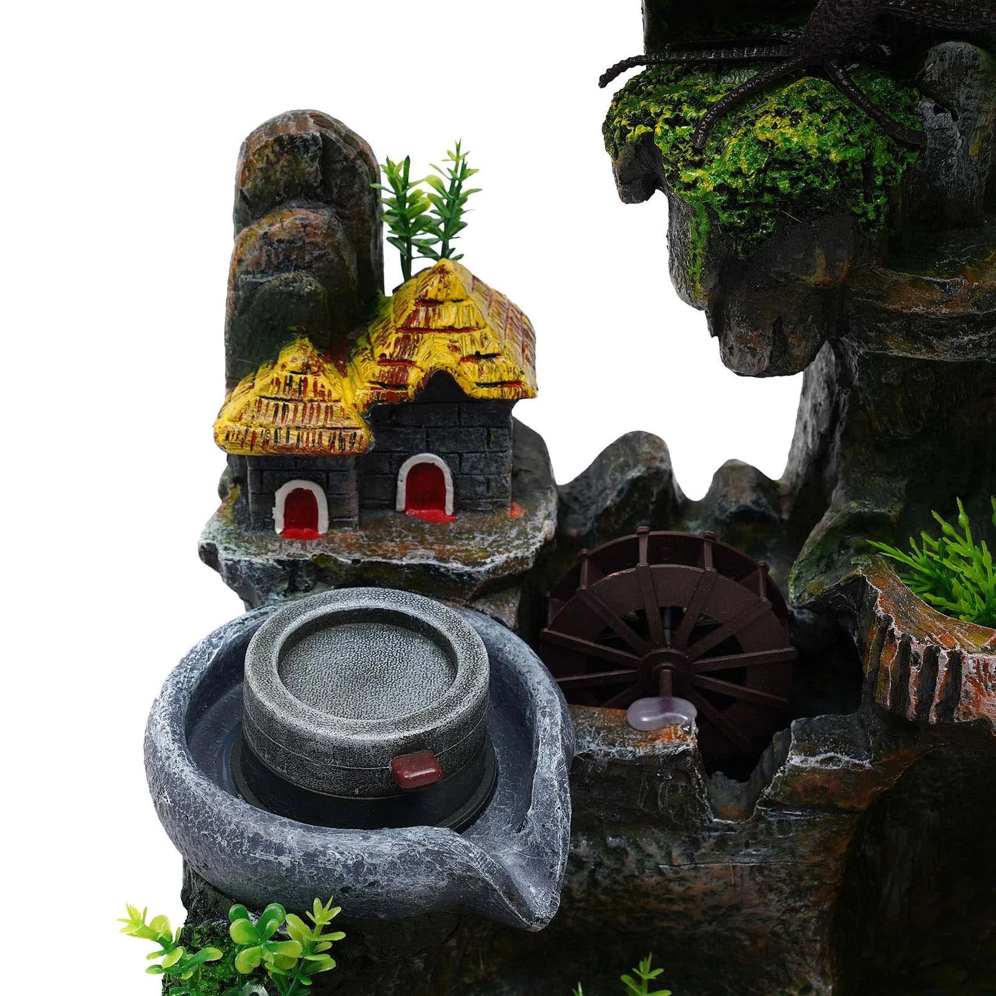 Lucky Feng Shui Money Tree Water Fountain,Circulating Fish Tank Waterfall with Resin Rockery,for Wealth Success & Home Decor Gif