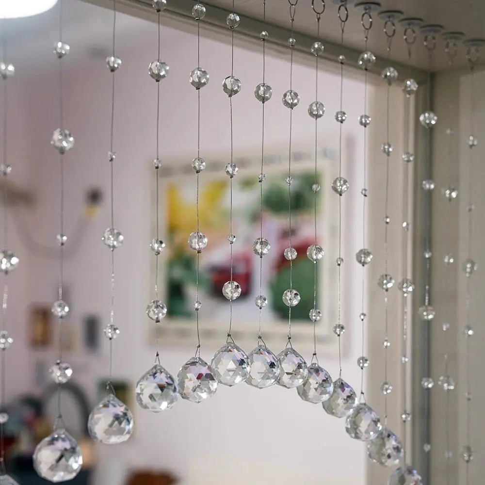 20 Strings Crystal Beaded Curtain, Arched Doorway Room Divider, Hanging Door Curtain for Home, Coffee House, Bedroom