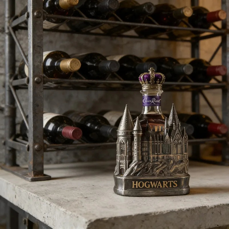 Medieval Castle Whiskey Decanter, 3D Embossed Crown Top Glass Wine Carafe, Luxury Barware for Home Bar