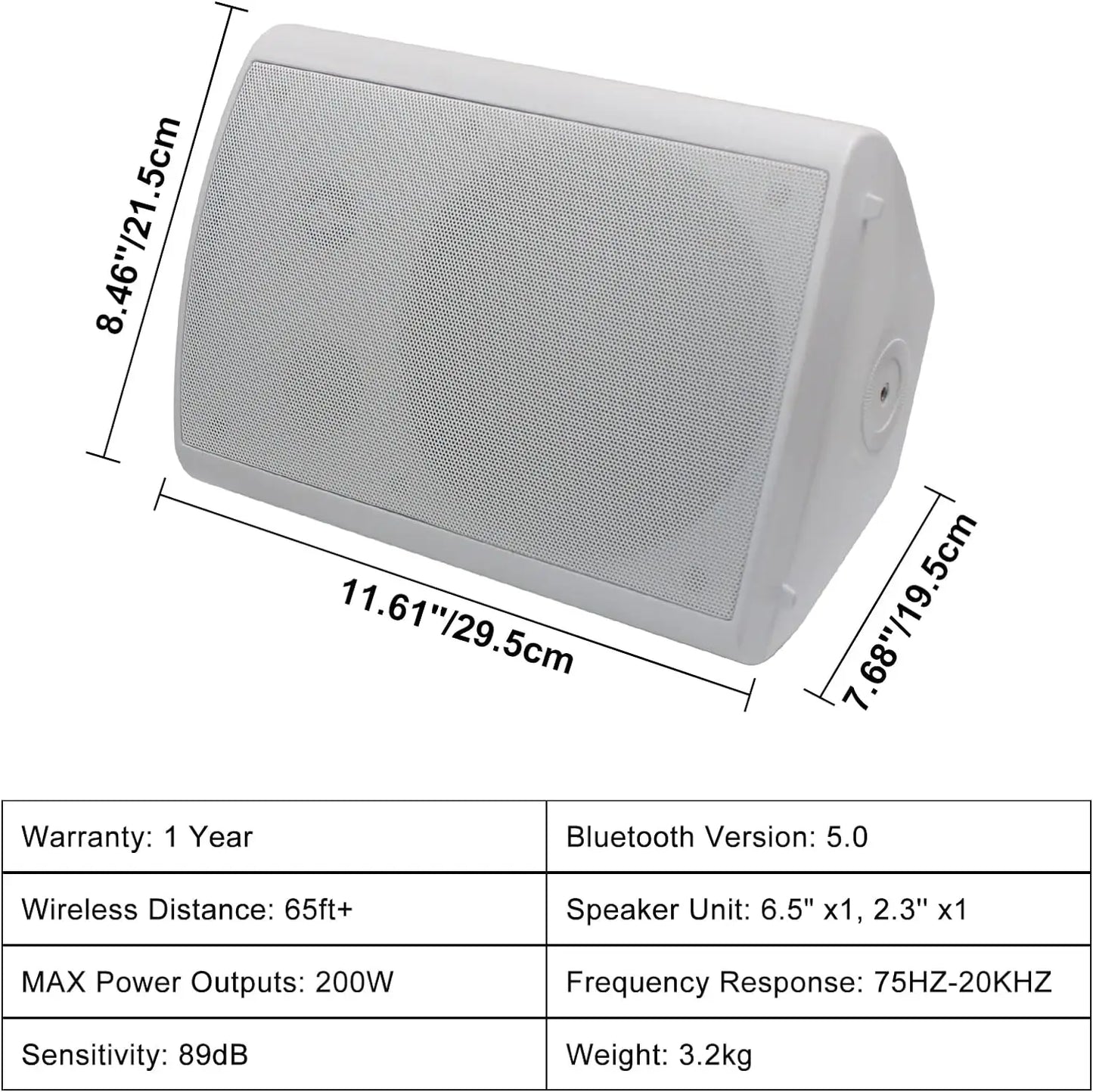Herdio 800W Outdoor Bluetooth Waterproof Wall Mount Speakers