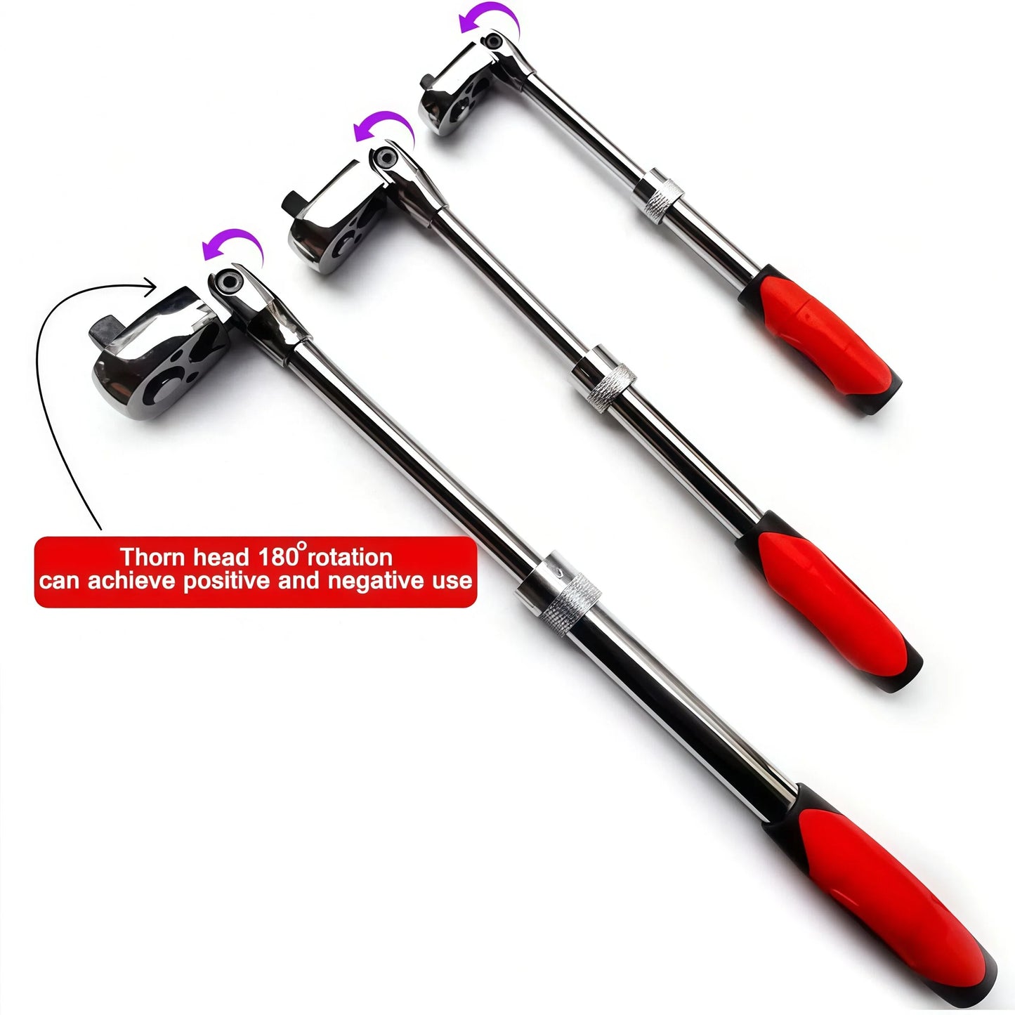 Durable Chrome Vanadium Steel Ratchet Wrench Set - 72 Teeth, Telescopic Handle, Quick Release - 1/2, 3/8, 1/4 Inch for Car, Moto