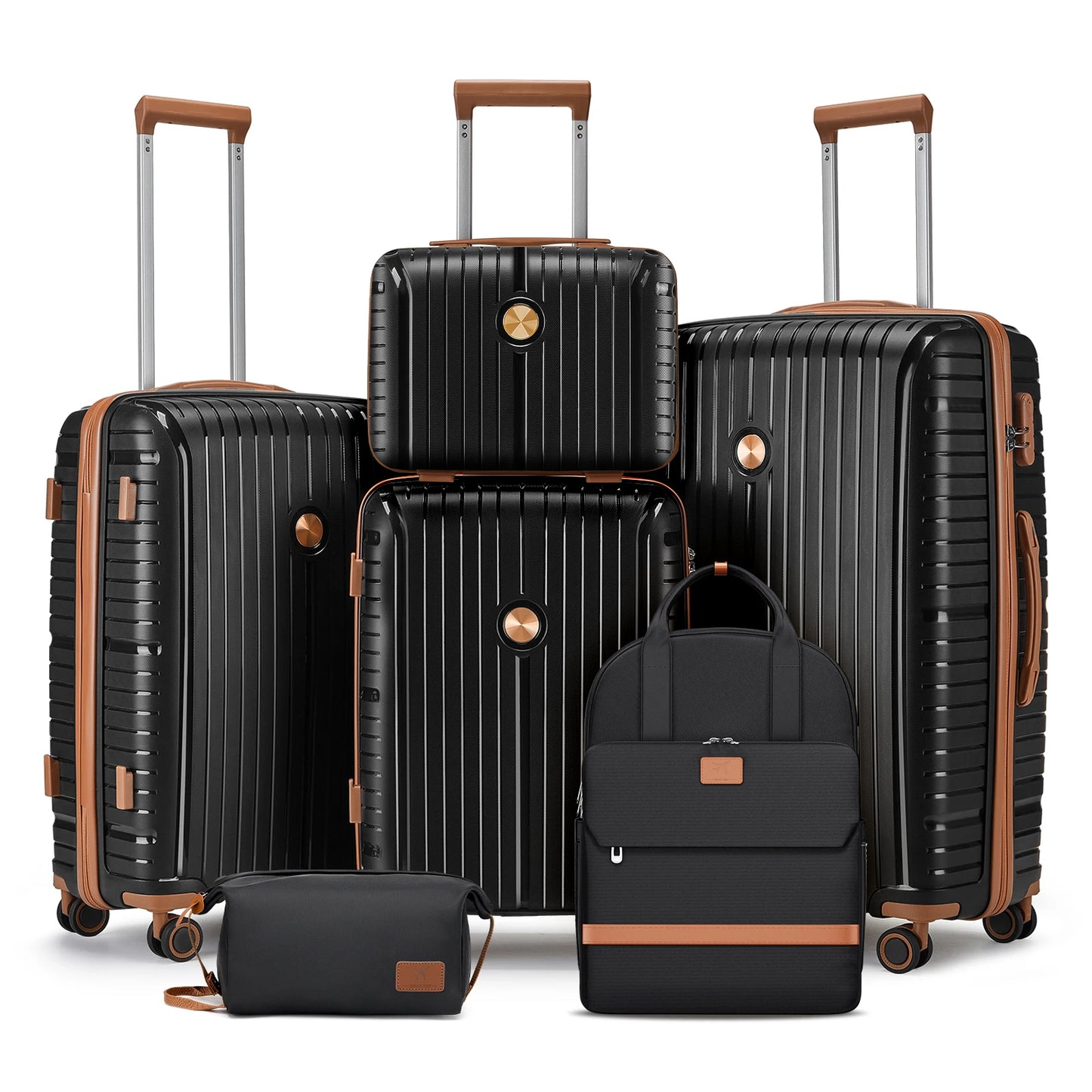 Travel Luggage Set, PP Hard Shell Lightweight Durable Suitcase with Backpack and Small Toiletry Bag, TSA Lock, Spinner Wheels