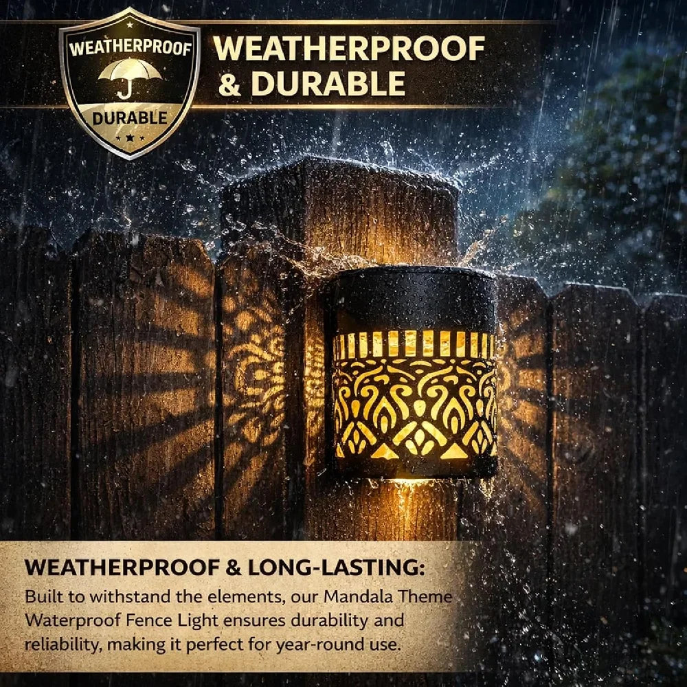 Outdoor LED Solar Fences and Wall Lights, Metal Mandala Lights, for Gardens, Lawns, Estates, Fences, Corridors, Lawns, Porches