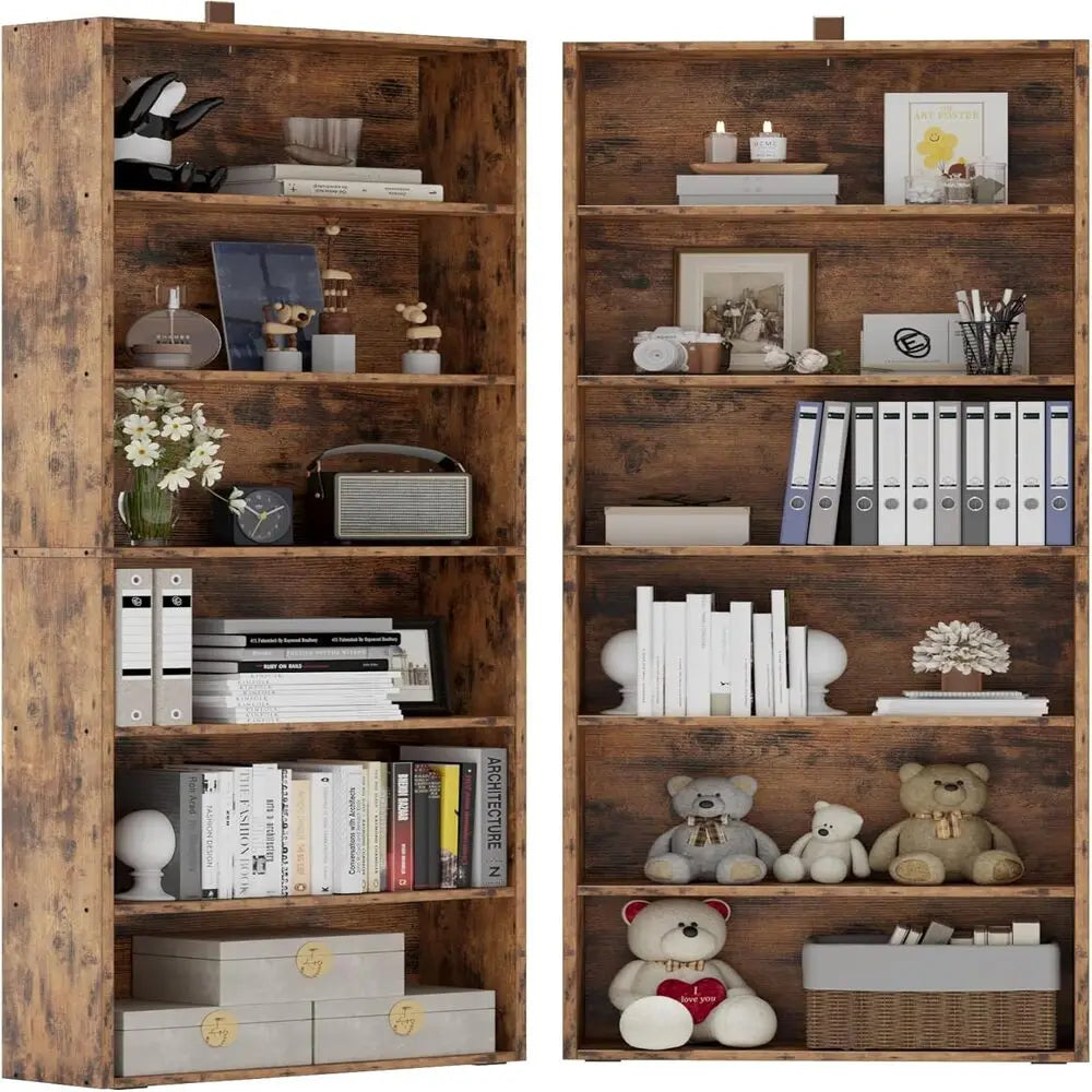 IRONCK 6-Tier Bookcase Set of 2, 70" Height Floor Standing Display Storage Shelves for Home, Office, Living Room, Bedroom