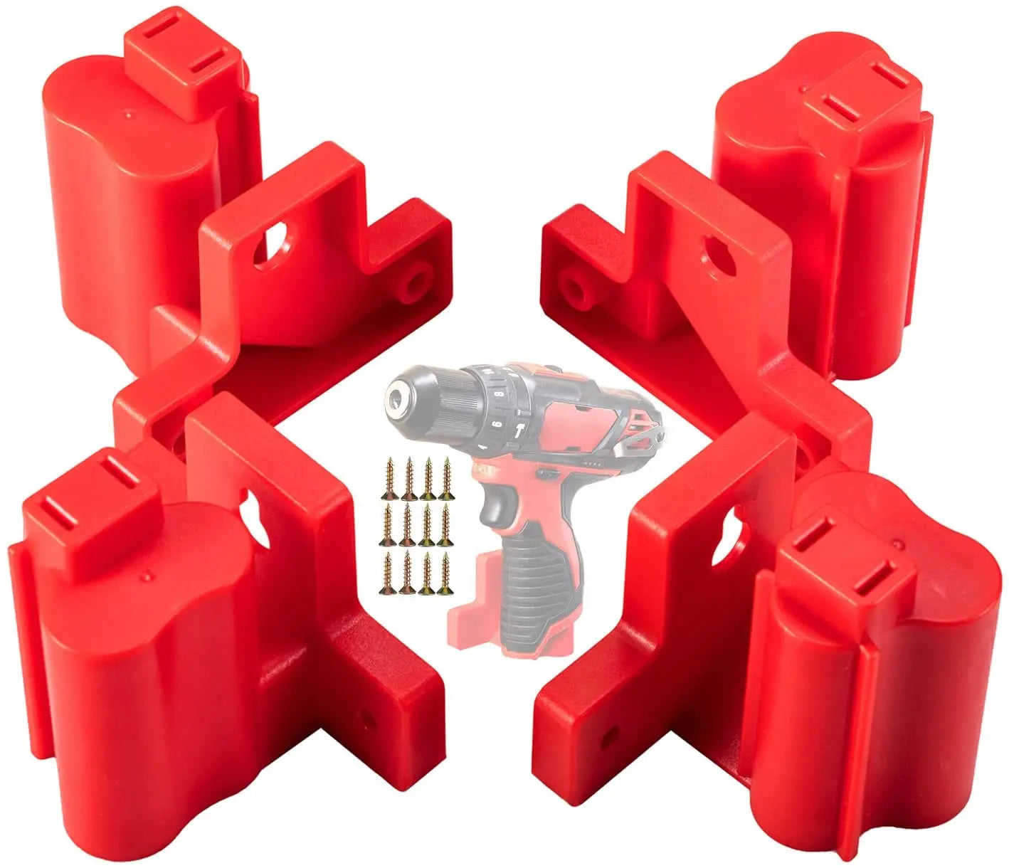 4Pcs Power Tool Holder Plastic Electric Tool Battery Dock Holder Heavy Duty Hanger with Screws for Milwaukee M12 Drill Storage