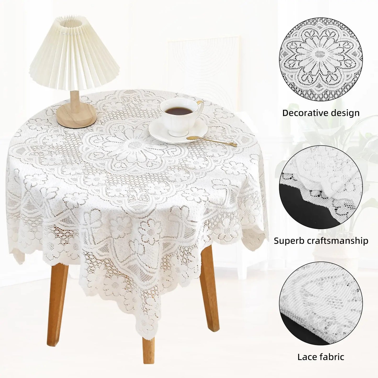 European Lace Embroidered Dining Tablecloth For Weddings And Home