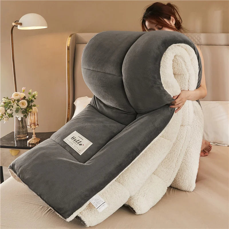 New Thicken Milk Fleece Winter Blanket Warm Artificial Lamb Cashmere Weighted Blankets for Bed Soft Warmth Comforter Duvet Core