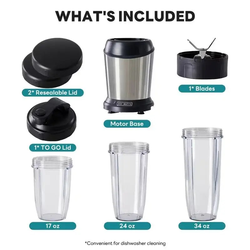 Countertop Blenders for Kitchen with 23 34 60oz BPA-Free Portable Cups, Professional Smoothie Maker with Four Programs for Shakes, Sauces, Juice and Ice Crushing