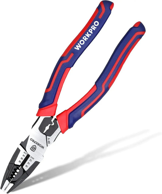 6-in-1 Linesman Pliers with Wire Cutter and Stripper, 8 Inch Multipurpose Tool for Twisting Cutting Wires and Clamping Screws