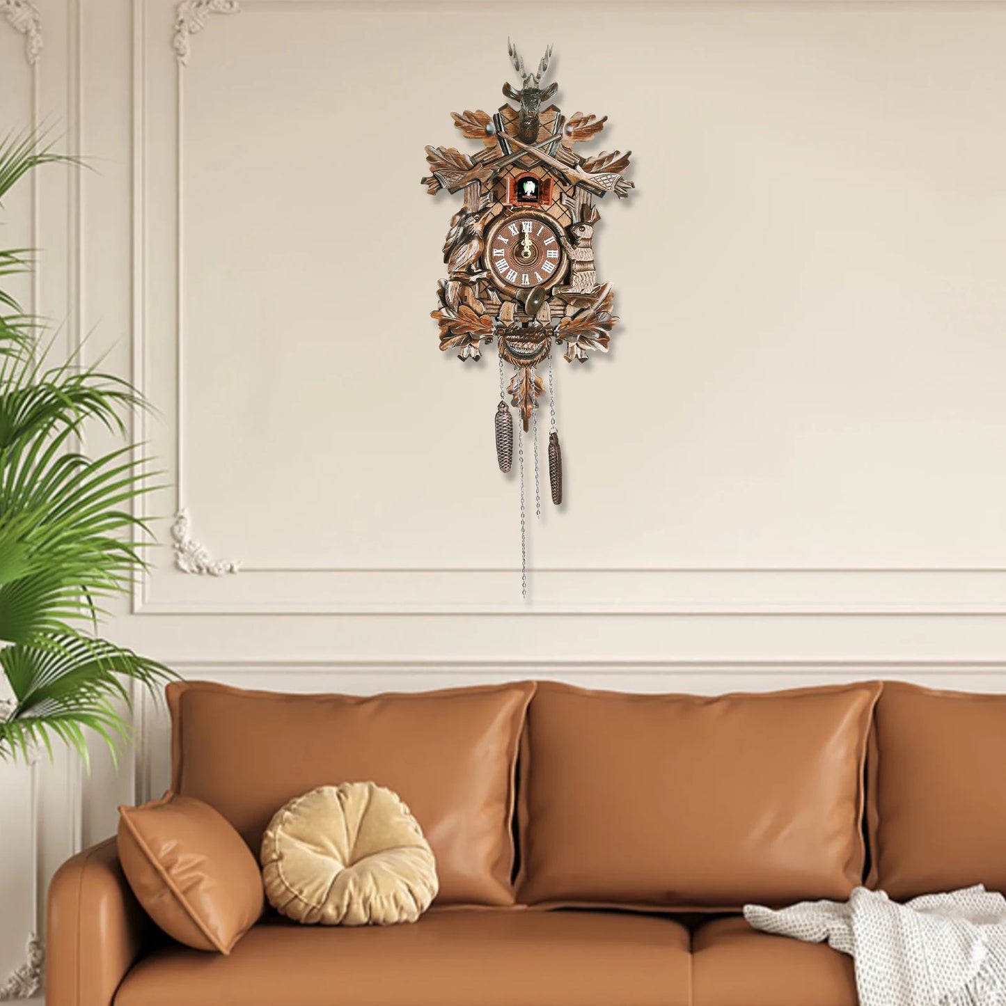 Forest Nordic Style Retro Cuckoo Wall Clock Wall Clock Cuckoo Wall Clock Wooden Hanging Wall Clock Bird Clock tea room parlor