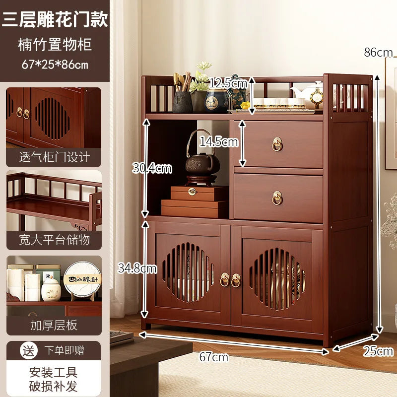 Multifunctional Furniture with Drawers & Shelves, Kitchen Cupboard, Living Room Storage Organizer, Tea Table Cabinet