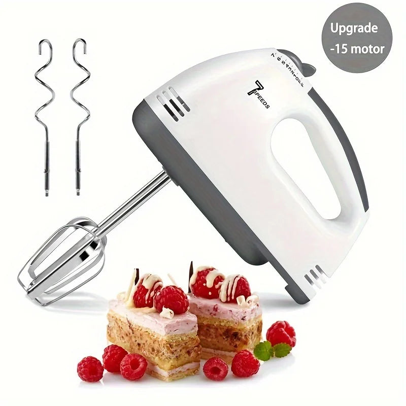 Electric Hand Mixer with 7 Speeds,Food Grade Handheld Egg Beater with Stainless Steel Beaters, Mini Whisk for Baking, Cake,Cream