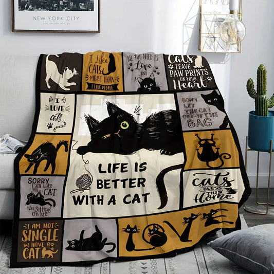 Cat 3D Print Flannel Blanket For Luxurious Home Decor