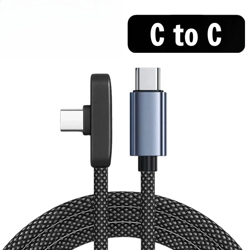 90 Degree USB Type C Cable 100W Quick Charging Data Transfer Cables Portable Right Angle USB-C Wire for IPhone Samsung Xiaomi