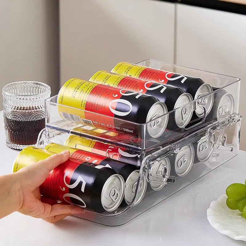 Refrigerator Soda Can Organizer 2-Tier Clear Canned Food Holder