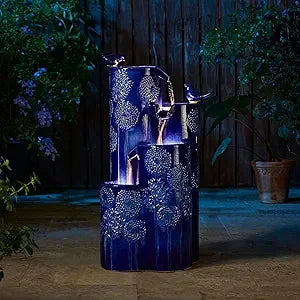 Outdoor Ceramic Water Fountain With LED Lights And Pump