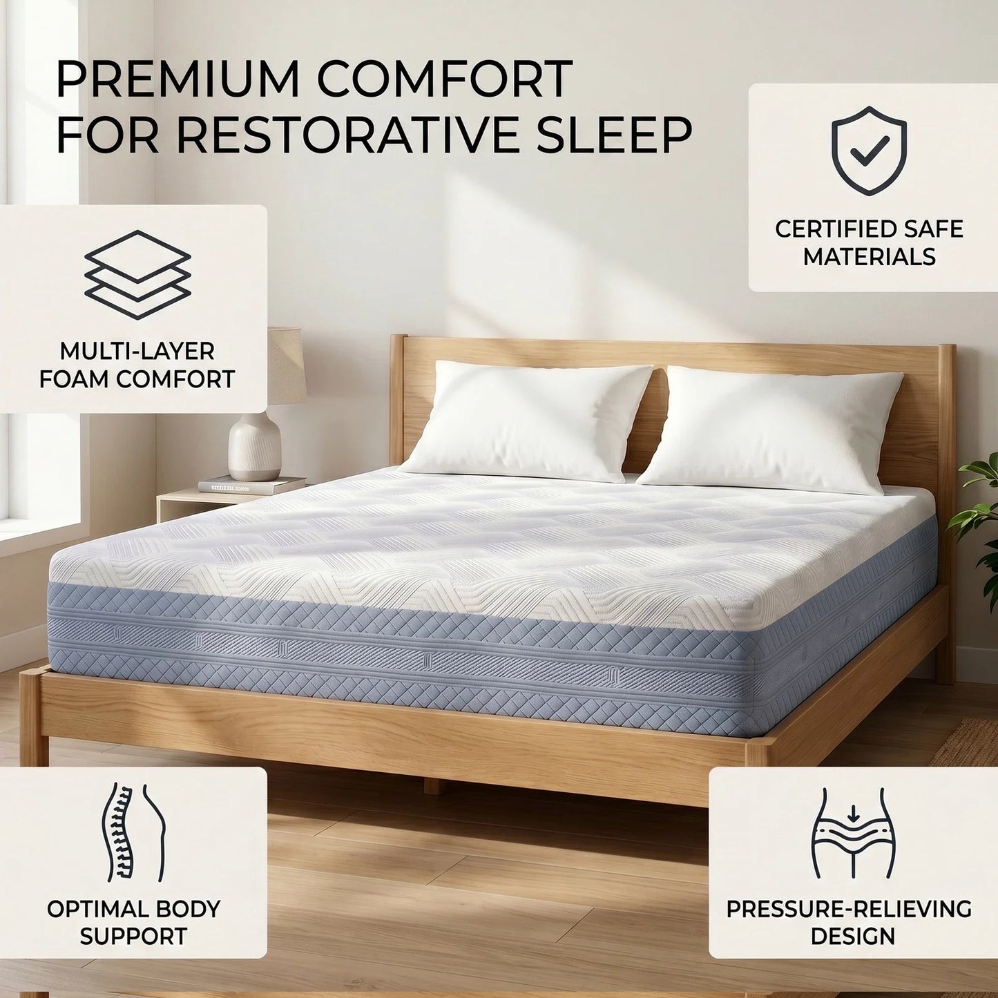 Luxury High Density Memory Foam Mattress With Certifications