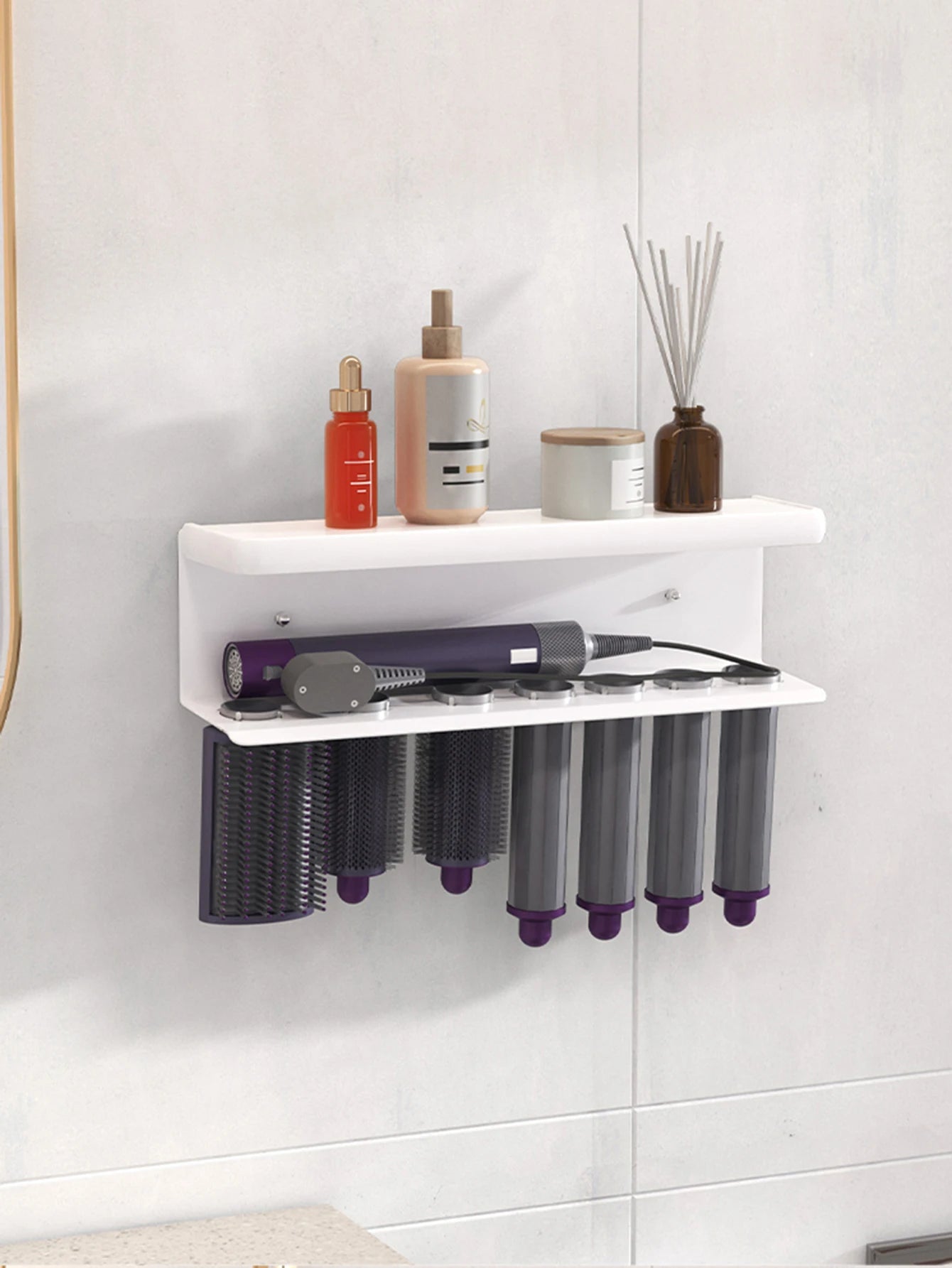 Bathroom hair dryer stand, hair straightener, styling tool holder - suitable for bathrooms, bedrooms, and hair salons
