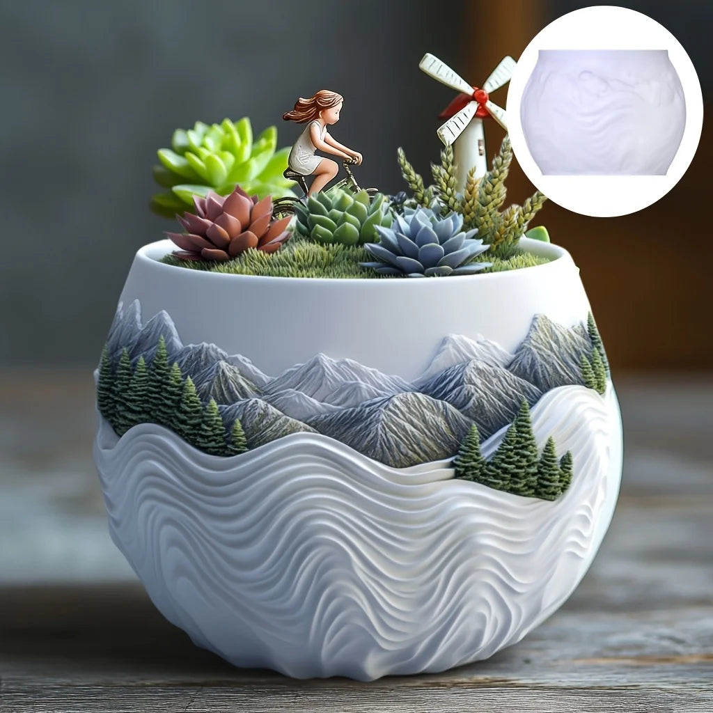 Witch Magic House Relief Pumpkin Succulent Plant Flower Pot Resin Mold  House Relief Storage Box Castle Candle Cup Gypsum Molds