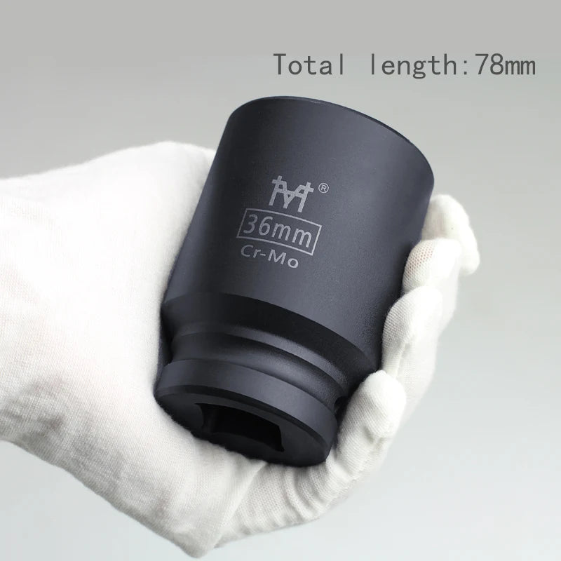 3/4" Deep Impact Socket Long Reach Hex Black Air Sockets-Durable Cr-Mo Steel Construction-Air Sockets and Pneumatic Wrench Heads