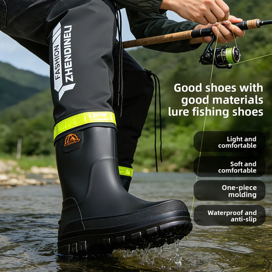 Foldable outdoor high-top rain boots men's lure waterproof anti-slip lure fishing wading boots rice transplanting stream tracing