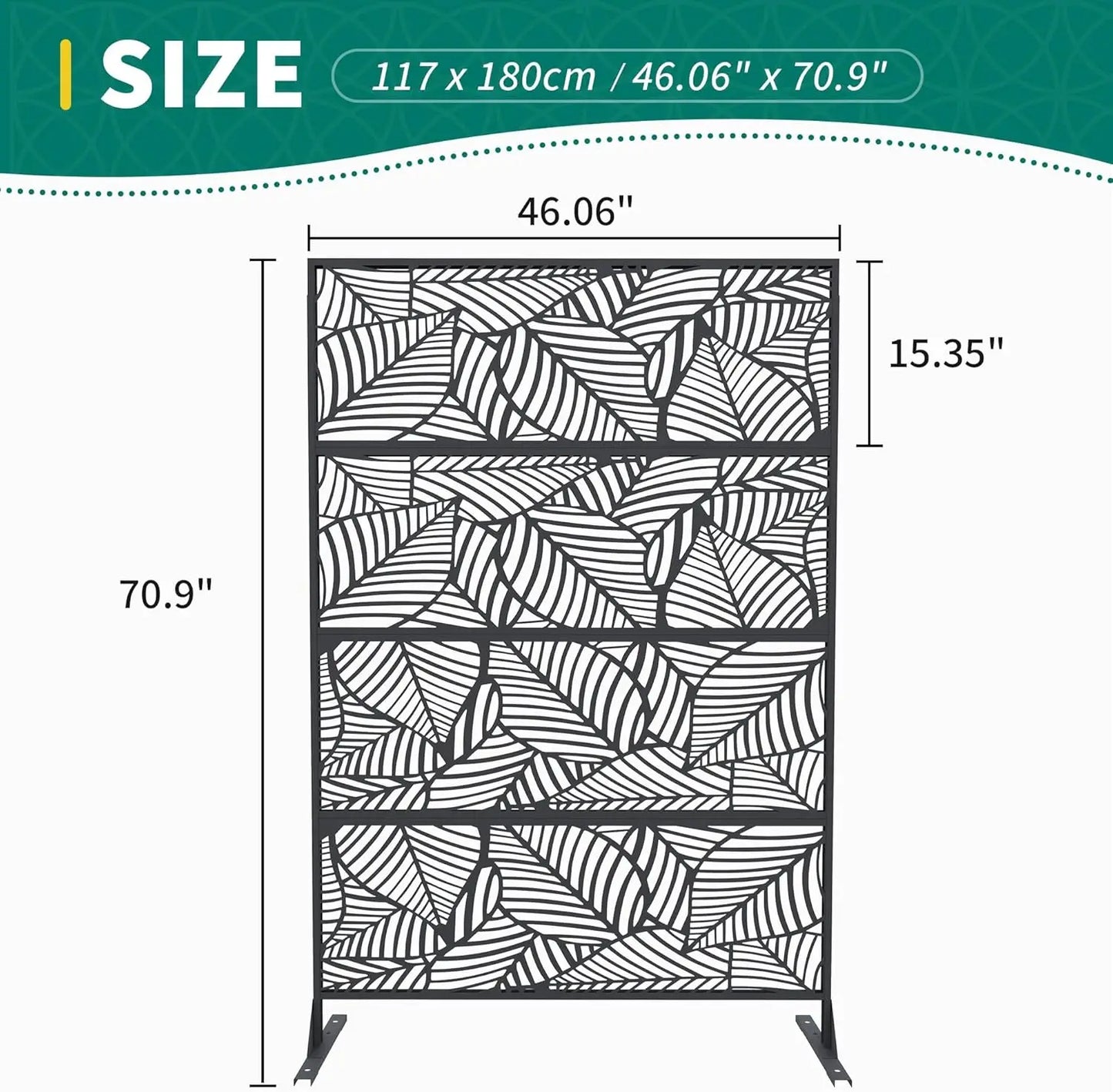 Decorative Wrought Privacy Screen – Easy Snap-Together Room Divider for Indoor/Outdoor Use, Breathable Wind-Resistant Partition