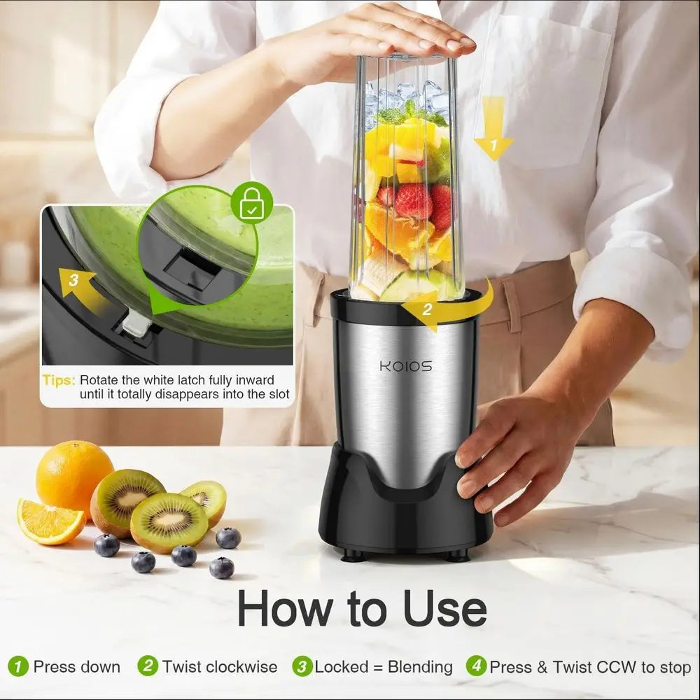 Blender with 3 x 22oz To-go Cups, 22000 RPM Detachable Blade Countertop Blenders or Kitchen. Ideal for Food, Protein Shakes, Ice