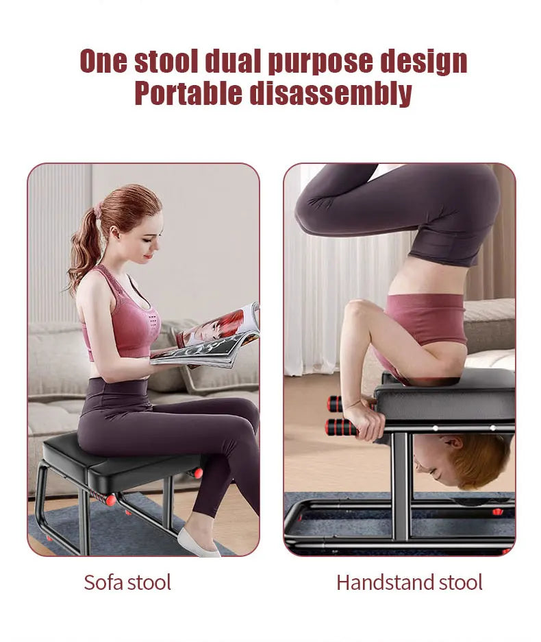 Home multifunctional inverted stool, double armrest yoga headrest bench, vertical yoga chair for balance training