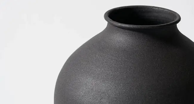 Large Black Vase for Flowers Decor Living Room - 8.6in Tall, Matte Black | Arlo Vase For Dining Coffee Table Centerpieces, Wabi Sabi Decor, Big Decorative Modern Vase