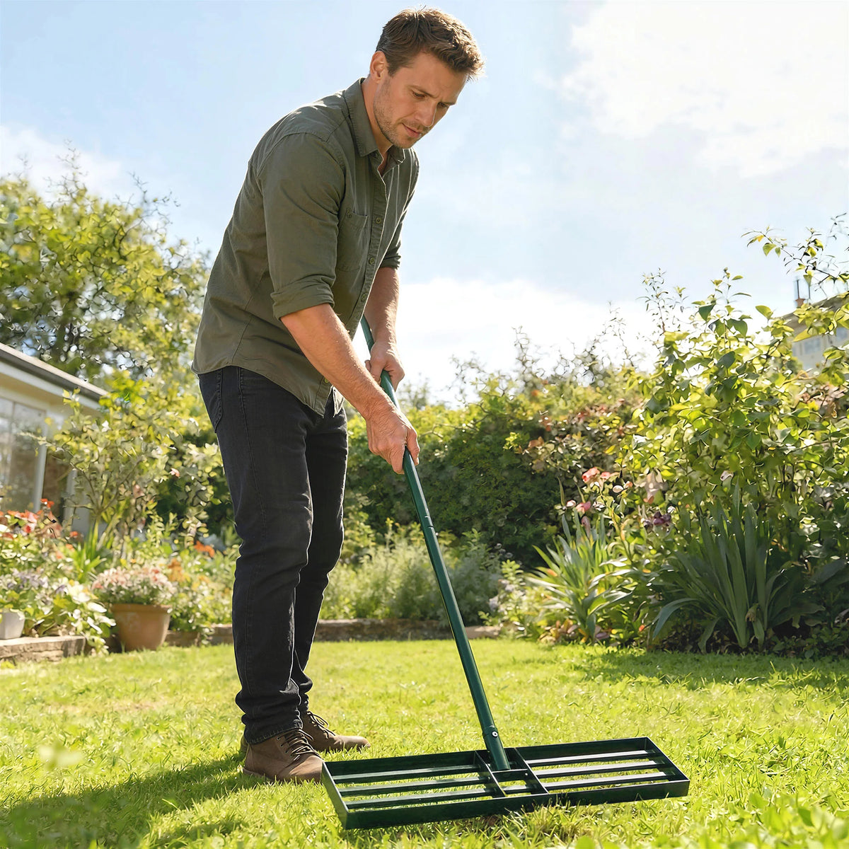 Professional Grade Steel Lawn Leveling Rake For Garden Care