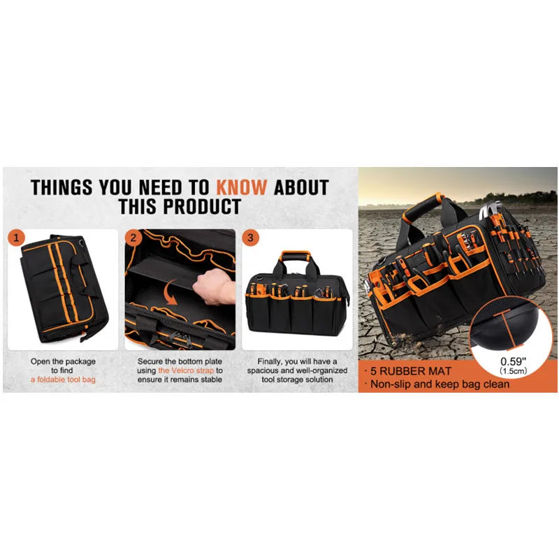 DGEV Tool Tote, Tool Bag Organizer, Electrician Tool Bag,  Tool Bag, Tool Caddy, Tool Bags for Electricians