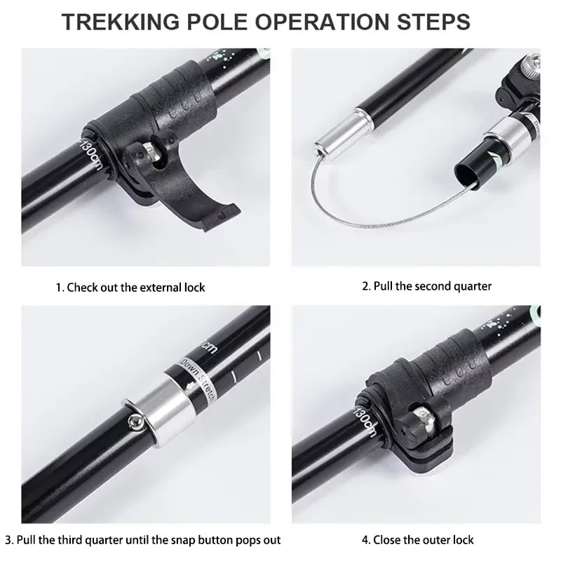 2PCS Ultralight Foldable Trekking Poles Telescopic Nordic Hiking Walking Sticks Portable Outdoor Camping Trail Running Canes